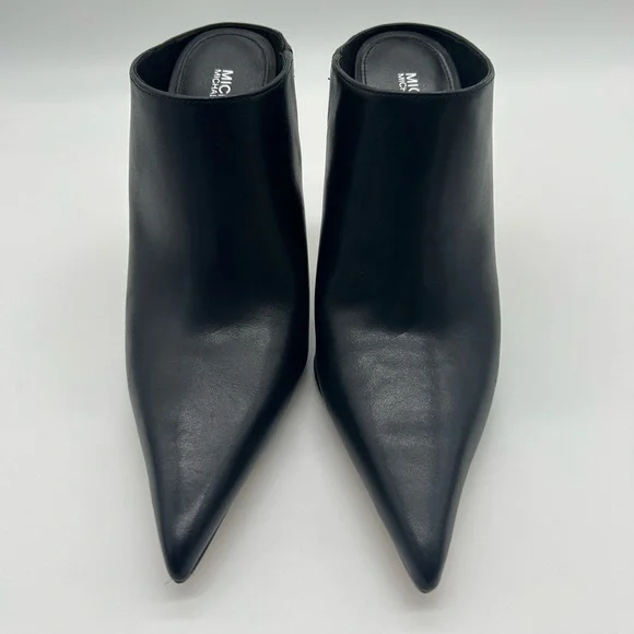 Michael Kors Halle Mule Pump Leather Black Pointed Toe Heels Size 8.5M NIB - Picture 6 of 15